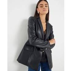 River Island Faux Leather Fitted Blazer - Black