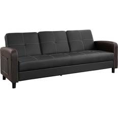 Faux Leathers - Sofa Beds Sofas HOME DETAIL Tampa Black Sofa 203cm 3 Seater