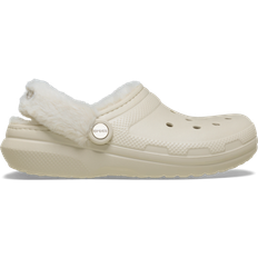 Beige - Unisex Træsko Crocs Classic Fuzz Lined Clogs Sandstone