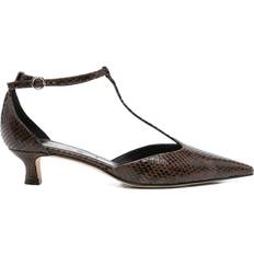 Liz T-Bar Heels Moka Pumps - Marrone