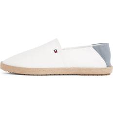 Herre - Tekstil Espadrillos Tommy Hilfiger Hvide Flade Broderet Logo Rund Tå - Elfenben Dueblå