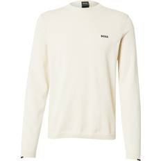 BOSS Cotton Sweater With Contrast Details - Natural