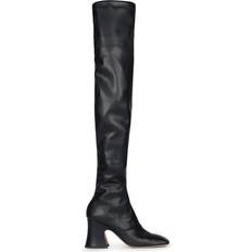 Janis Tall Shaft Leather Over-The-Knee Boots - Black