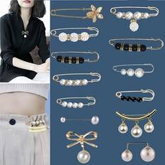 Pearl Brooches Temu Elegant Pearl Brooch Pin Set Versatile Sweater Shawl Clips - Everyday