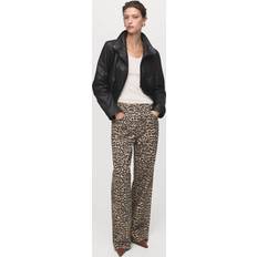 Mango Leopard Print Straight Jeans - Brown