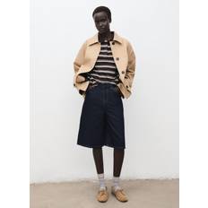 Mango Dam Pikétröjor Mango Striped Polo Neck T-Shirt Woman - Brown