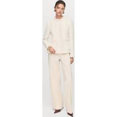 Mango White Outerwear Mango Tweed Jacket With Frayed Ends Off White