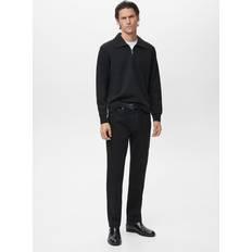 Mango Herr Tröjor Mango Cotton Sweatshirt With Zipper Neck - Black