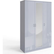 Fwstyle Chilton 3-Door High Gloss Grey Wardrobe 114x181cm