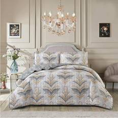 Jasmine Silver Patchwork Printed 3 Piece Bedspread