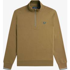 Fred Perry Brown Jumpers Fred Perry Half Zip Sweatshirt - Khaki Green