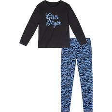 Piger - Sort Pyjamasser Buffalo Pyjama Schlafanzug Zebra Muster - Schwarz Blau