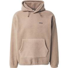 Brown - Men Jumpers Levi's Tonal Logo Borg Hoodie - Beige