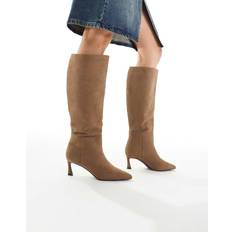 Boots New Look Suedette Heeled Knee Boot Vegan - Neutral