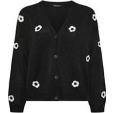 Blommiga - Dam Koftor Yours Applique Flower Cardigan Plus Size - Black