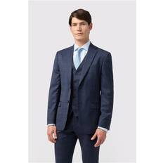Checkered Suits Tailored Fit Italian Ink Check Jacket - Navy