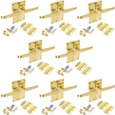 Straight Lever Latch Door Handles Polished Brass 17cm W
