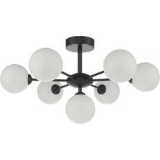 Beige Ceiling Flush Lights Corrigan Studio Cohen 7LT Semi Matt Black 27 H x 54 W x 54 D Ceiling Flush Light