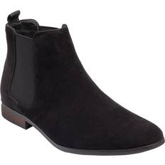 Faux Leather Chelsea Boots Xposed Faux Suede Leather Classic Casual Ankle Dealer Boots - Black