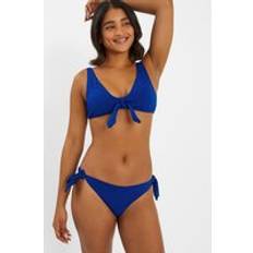 Floral Broderie Tie-Front Bikini Top - Blue