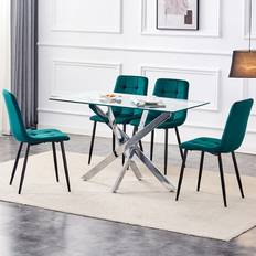 Chrome Dining Sets Kosy Koala 4 Seater Glass Rectangle Dining Set