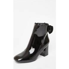 Patent Leather Ankle Boots Quiz Bow Back Ankle Boot - Black