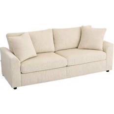 Homcom White Sofas Homcom 212 Cm Upholstered Jumbo Cord Couch Sofa