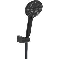 Black Taps Beliani Brass Wall Mounted Bath Shower Mixer Set Black