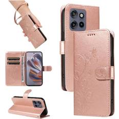GANGXUN Pink Leather Embossed Butterfly Case