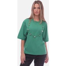 Cotton Crew-Neck T-shirt with Removable Necklace - Green
