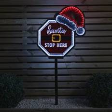 Samuel Alexander 40cm Light Up Christmas Santa Stop Here Sign Decoration