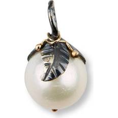 ByBirdie Charms & Vedhæng ByBirdie Urban Leaf Drop Pearl Vedhæng Sort Rhodineret Sølv - Sort