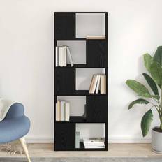 vidaXL Reol Sort Egetræ Konstrueret Træ 60 x 24 x 155 cm TV-bord