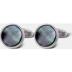 Pearl Cufflinks Hawes & Curtis Silver Round Cufflinks Smokey Mother Pearl