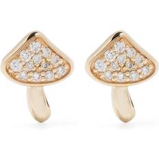 14kt Yellow Gold Mushroom Diamond Stud Earring - Gold