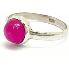 Bali Rubin Rund Sten Silverring Slät Design -