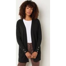 Solid Colours Cardigans M&Co Button Detail Midi Cardigan - Black