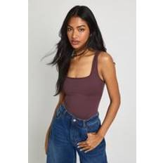 boohoo Peached Sculpt Scoop Neck Sleeveless Bodysuit - Brown