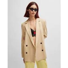 HUGO BOSS Polyester Blazers HUGO BOSS Aboma-1 Double-Breasted Blazer - Cream