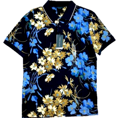 Florals - Men Polo Shirts Polo Floral Print Short Sleeve - Dark Sapphire