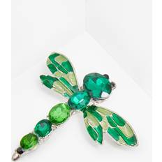 Green Brooches Ashley Stewart Crystal Dragonfly Brooch - Silver