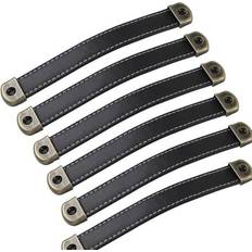 Set of 6 Vintage Leather Furniture Handles
