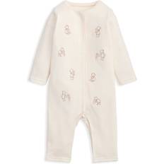 Bomuld Playsuits Mamas & Papas Cream Embroidered Teddy Bear Romper
