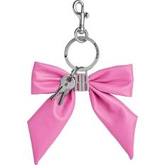 BB Bow-Detail Leather Keychain - Pink