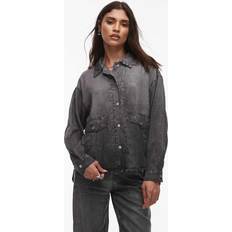 AllSaints Outerwear AllSaints Hettie Denim Button Down Shacket - Black