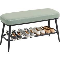 Homcom Green Benches Homcom Pu Leather Shoe Green Storage Bench