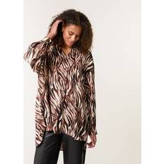 Oxford Shirts Blue Vanilla Brown Zebra Print Shirt New Look -