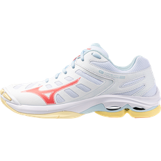 Leather Volleyball Shoes Mizuno Wave Voltage 2 Volleyball Damen - Weiß/Calypso Coral/Pale Banana