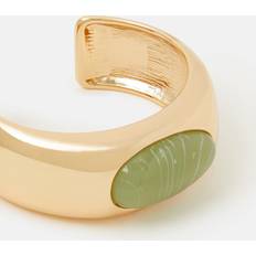Grøn - Guld Armbånd Accessorize Guldfarvet Statement Armring Med Grøn Smykkesten