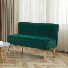 Homcom Green Sofas Homcom Modern Double Seat With Wood Frame Sofa 2 Seater